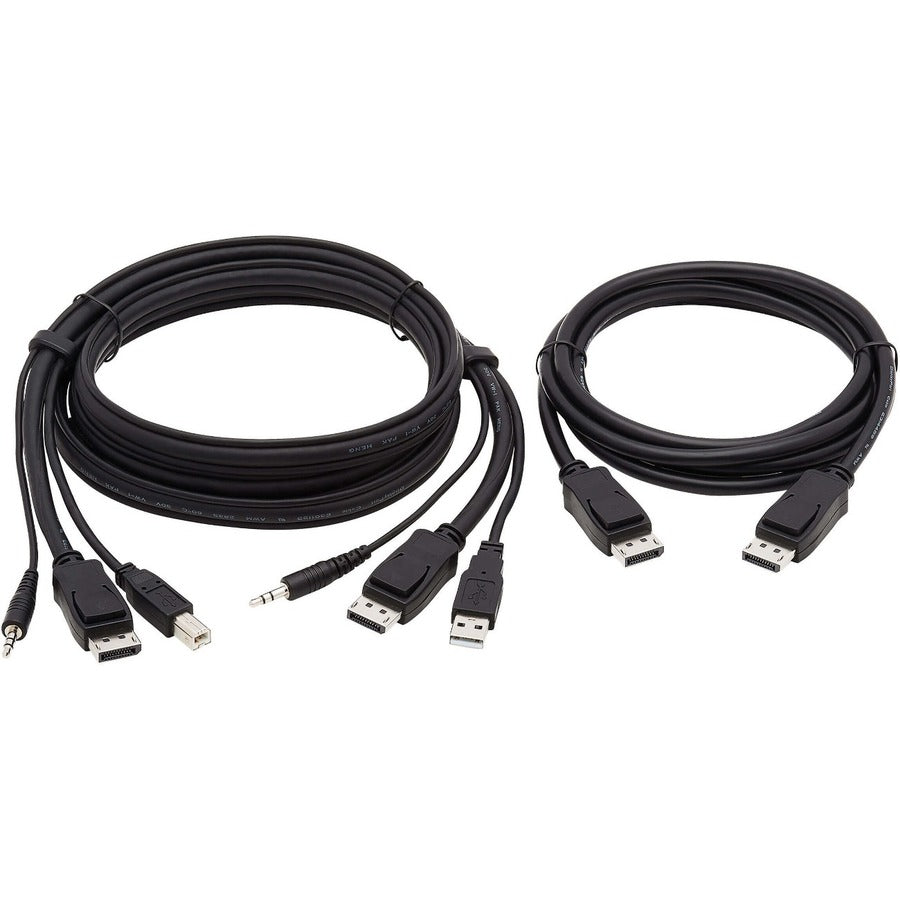 Eaton Tripp Lite Series Dual DisplayPort KVM Cable Kit - DP, USB, 3.5 mm Audio (3xM/3xM) + DP (M/M), 4K, 4:4:4, 6 ft. (1.83 m), Black — P783-006-DP