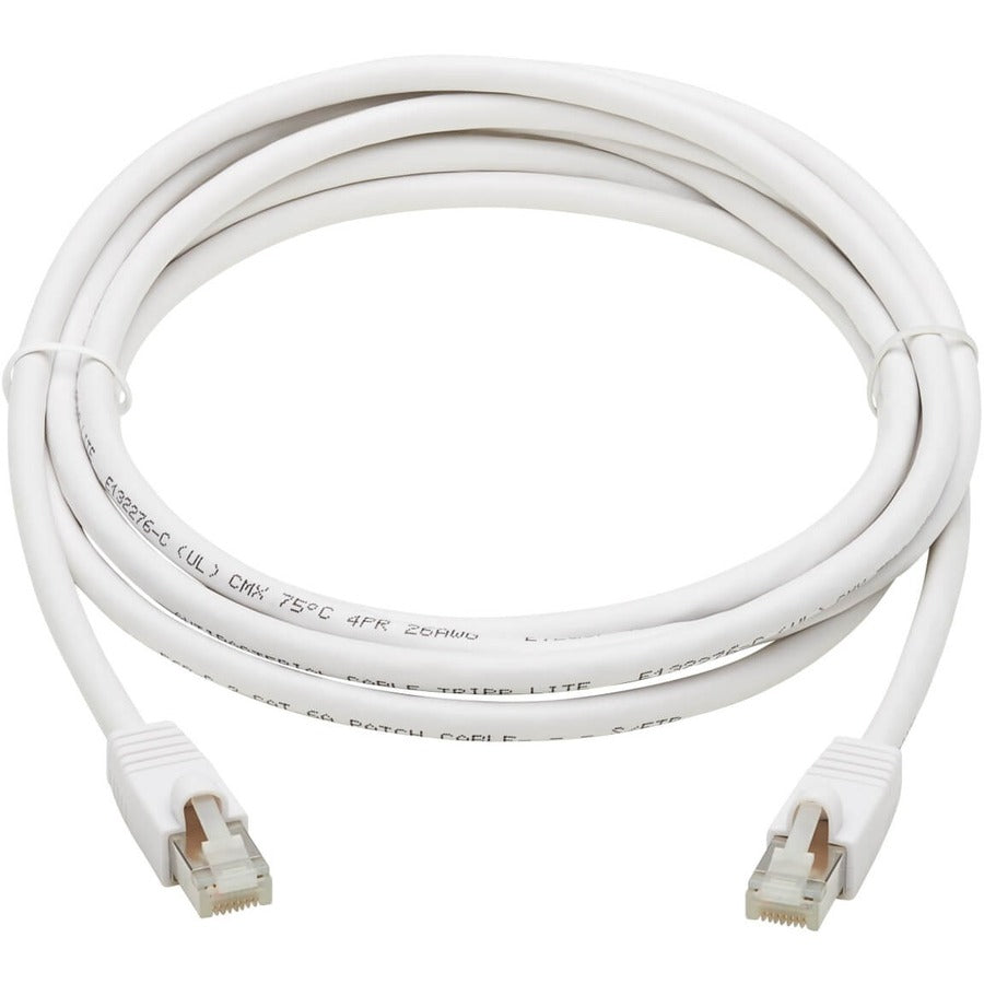 Eaton Tripp Lite Series Safe-IT Cat6a 10G Snagless Antibacterial S/FTP Ethernet Cable (RJ45 M/M), PoE, White, 14 ft. (4.27 m), TAA — N262AB-014-WH