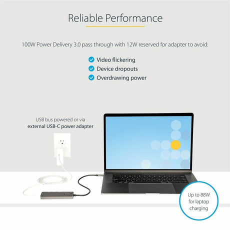 StarTech.com USB C Multiport Adapter, USB-C to HDMI 4K 60Hz (HDR10), 100W PD Pass-Through, 4xUSB 3.0, USB Type-C Mini Dock, 12" Long Cable — DKT30CHPD3