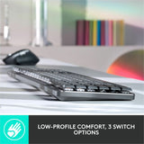 Logitech MX Mechanical Wireless Illuminated Performance Keyboard, Tactile Quiet Switches, Bluetooth, Graphite — 920-010547