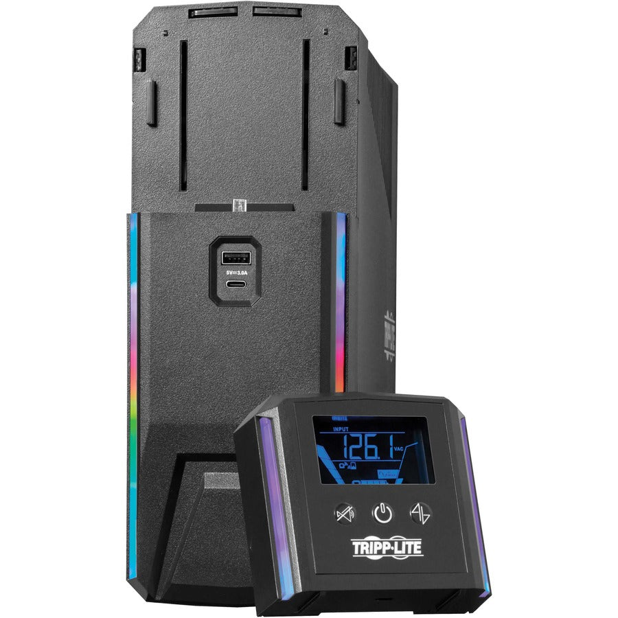 Eaton Tripp Lite Series 600VA 360W 120V Pure Sine Wave Gaming UPS Battery Backup - LCD, AVR, RGB LEDs, USB Charging, Power Saving — SMART600PSGLCD