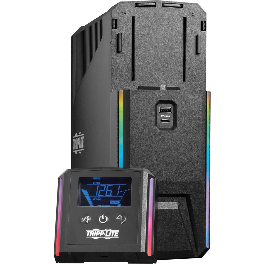 Eaton Tripp Lite Series 600VA 360W 120V Pure Sine Wave Gaming UPS Battery Backup - LCD, AVR, RGB LEDs, USB Charging, Power Saving — SMART600PSGLCD