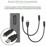 StarTech.com USB-C 10Gbps to M.2 NVMe or M.2 SATA SSD Enclosure, Tool-free M.2 PCIe/SATA SSD Aluminum Enclosure, USB-C & USB-A Host Cables — M2-USB-C-NVME-SATA