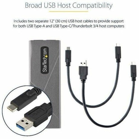 StarTech.com USB-C 10Gbps to M.2 NVMe or M.2 SATA SSD Enclosure, Tool-free M.2 PCIe/SATA SSD Aluminum Enclosure, USB-C & USB-A Host Cables — M2-USB-C-NVME-SATA