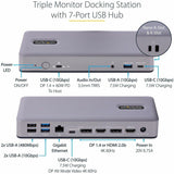 StarTech.com USB-C Docking Station, HDMI/DP/DP Alt Mode USB-C Dock, Triple/Dual 4K, 7x USB Hub, 60W PD, GbE, WWCB Certified — DK31C3MNCR