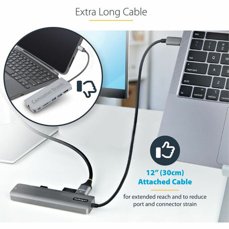 StarTech.com USB C Multiport Adapter, USB-C to 4K 60Hz HDMI 2.0, 100W PD Pass-through, SD, USB, GbE, USB Type-C Mini Dock, 12" Long Cable — DKT30CHSDPD1
