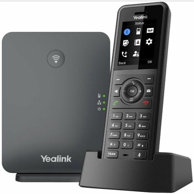 Yealink W77P IP Phone - Cordless - Corded - DECT, Bluetooth - Desktop, Wall Mountable - Black, Classic Gray — 1302027
