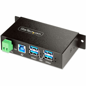 StarTech.com 4-Port Managed USB Hub, Heavy Duty Metal Industrial Housing, ESD & Surge Protection, Wall/Desk/Din-Rail Mountable, USB 5Gbps — 5G4AINDRM-USB-A-HUB