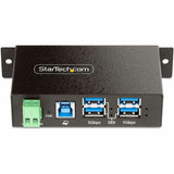 StarTech.com 4-Port Managed USB Hub, Heavy Duty Metal Industrial Housing, ESD & Surge Protection, Wall/Desk/Din-Rail Mountable, USB 5Gbps — 5G4AINDRM-USB-A-HUB