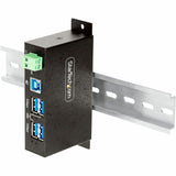 StarTech.com 4-Port Managed USB Hub, Heavy Duty Metal Industrial Housing, ESD & Surge Protection, Wall/Desk/Din-Rail Mountable, USB 5Gbps — 5G4AINDRM-USB-A-HUB