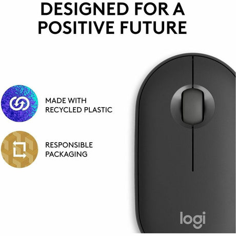 Logitech Pebble Mouse 2 M350s Slim Bluetooth Wireless Mouse, Portable, Customizable Button, Quiet Clicks - Tonal Graphite — 910-007024