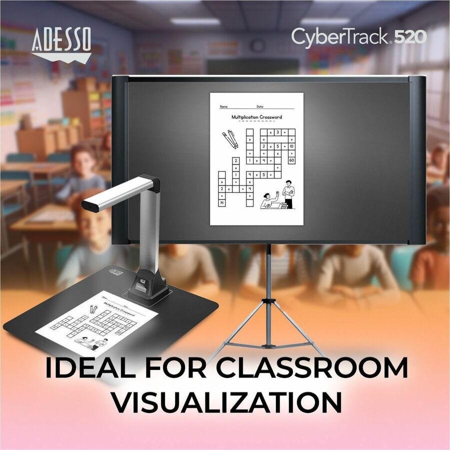 Adesso 5 Megapixel Fixed-Focus A4 Document Camera Scanner with OCR Text Recognition — Cybertrack-520