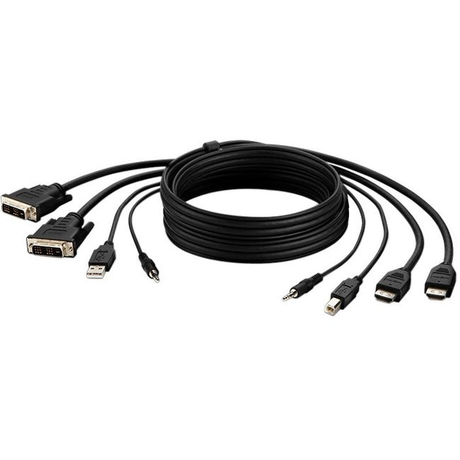 Belkin Dual DVI to HDMI High Retention + USB A/B + Audio Passive Combo KVM Cable — F1DN2CCBL-DH10t