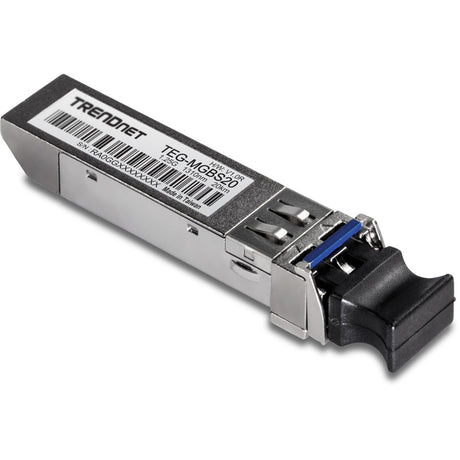 TRENDnet SFP Single Mode LC Module (20km/ 12.4 mi), TEG-MGBS20, Data Rates up to 1.25Gbps, 1310nm Single Mode, IEEE 802.3z Gigabit Ethernet, ANSI Fiber Channel Compliant, Lifetime Protection — TEG-MGBS20