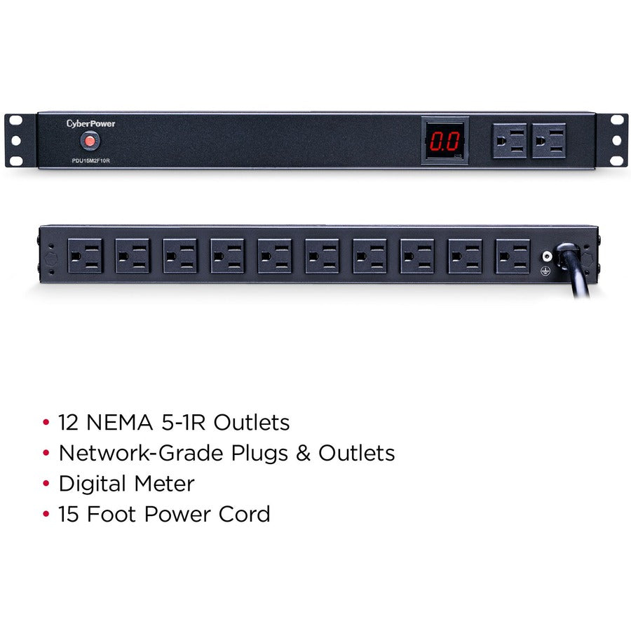 CyberPower PDU15M2F10R 100 - 125 VAC 15A Metered PDU — PDU15M2F10R