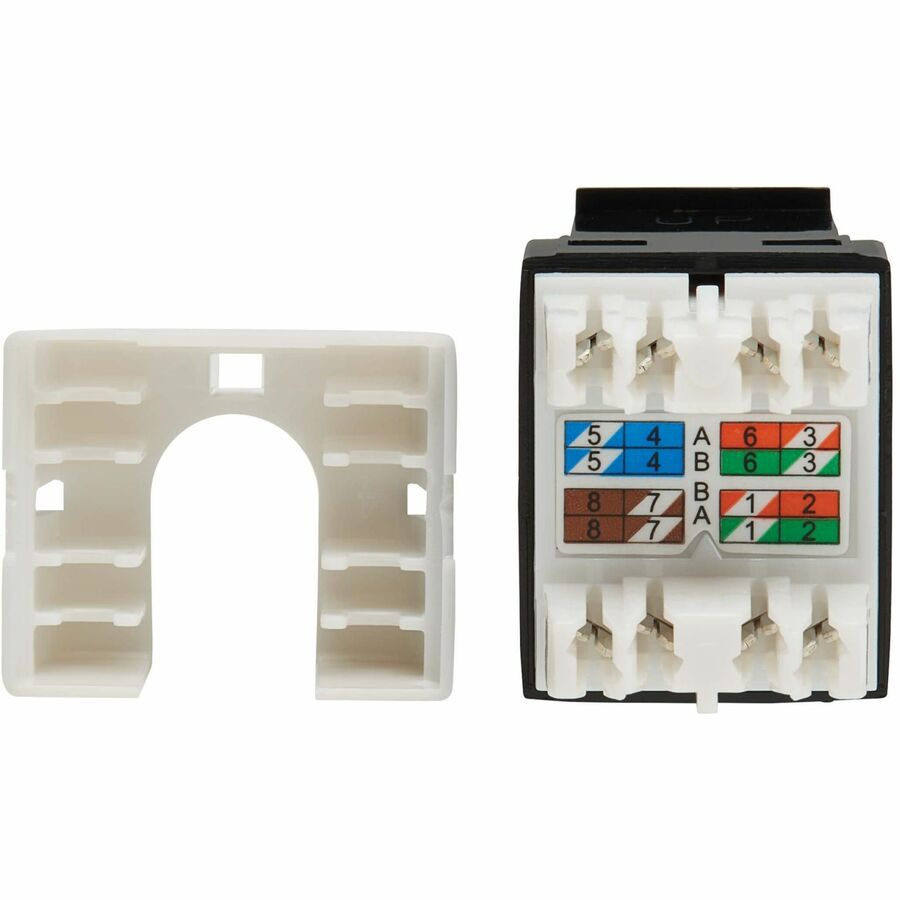 Eaton Tripp Lite Series Cat6a Keystone Jack - 4PPoE Compliant, 110/Krone, 568A/B, RJ45 Ethernet, Black, TAA — N238-001-BK-6A