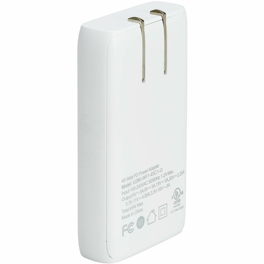 Eaton Tripp Lite Series 45W USB-C GaN Wall Charger - Ultra Slim, PD 3.0 Fast Charging, White — U280-WF1-45C1-G