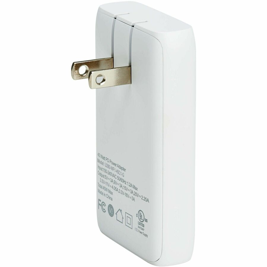 Eaton Tripp Lite Series 45W USB-C GaN Wall Charger - Ultra Slim, PD 3.0 Fast Charging, White — U280-WF1-45C1-G