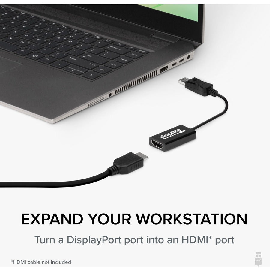 Plugable Active DisplayPort to HDMI Adapter - Connect any DisplayPort-Enabled PC or Tablet to an HDMI Enabled Monitor, TV or Projector for Ultra-HD Video Streaming (HDMI 2.0 up to 4K 3840x2160 @60Hz) — DP-HDMI