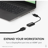 Plugable Active DisplayPort to HDMI Adapter - Connect any DisplayPort-Enabled PC or Tablet to an HDMI Enabled Monitor, TV or Projector for Ultra-HD Video Streaming (HDMI 2.0 up to 4K 3840x2160 @60Hz) — DP-HDMI