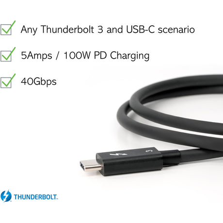 Plugable Thunderbolt 3 Cable 40Gbps Supports 100W (20V, 5A) Charging — TBT3-40G80CM