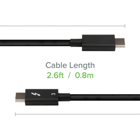 Plugable Thunderbolt 3 Cable 40Gbps Supports 100W (20V, 5A) Charging — TBT3-40G80CM