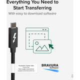 Plugable Windows Transfer Cable 6.6ft (2m), Thunderbolt 10Gbps, Bundled with Bravura Software for Windows PC to PC Migration - Unlimited Uses. Works between Thunderbolt 3 / 4, USB4 PCs — TBT-TRAN
