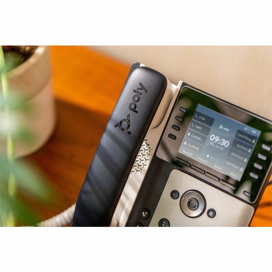 Poly Edge E350 IP Phone - Corded - Corded/Cordless - Wi-Fi, Bluetooth - Desktop, Wall Mountable - Black — 89B53AA#ABA