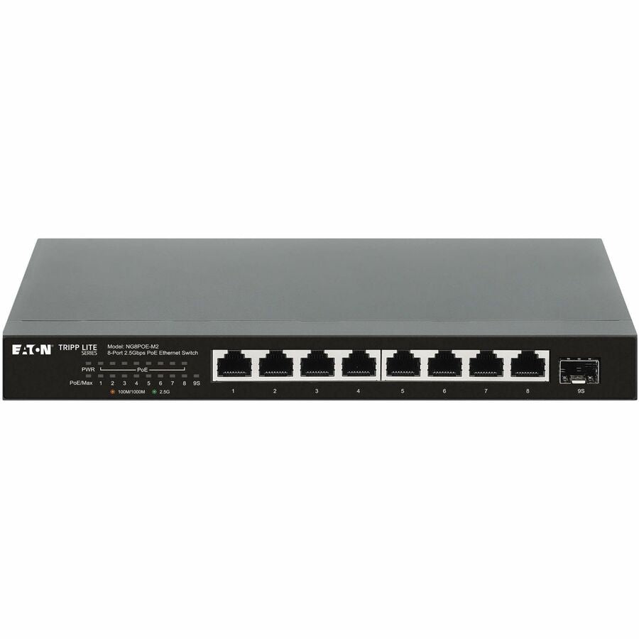 Eaton Tripp Lite Series 8-Port 2.5 Gbps Desktop Gigabit Ethernet Unmanaged Switch with PoE+ Pass-Through, 100W, Metal Enclosure, TAA — NG8POE-M2