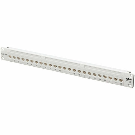 Eaton Tripp Lite Series 24-Port Cat6a Feed-Through Patch Panel - 4PPoE Compliant, 1U Rack-Mount, RJ45 Ethernet, White, TAA — N254-024-6A-WH