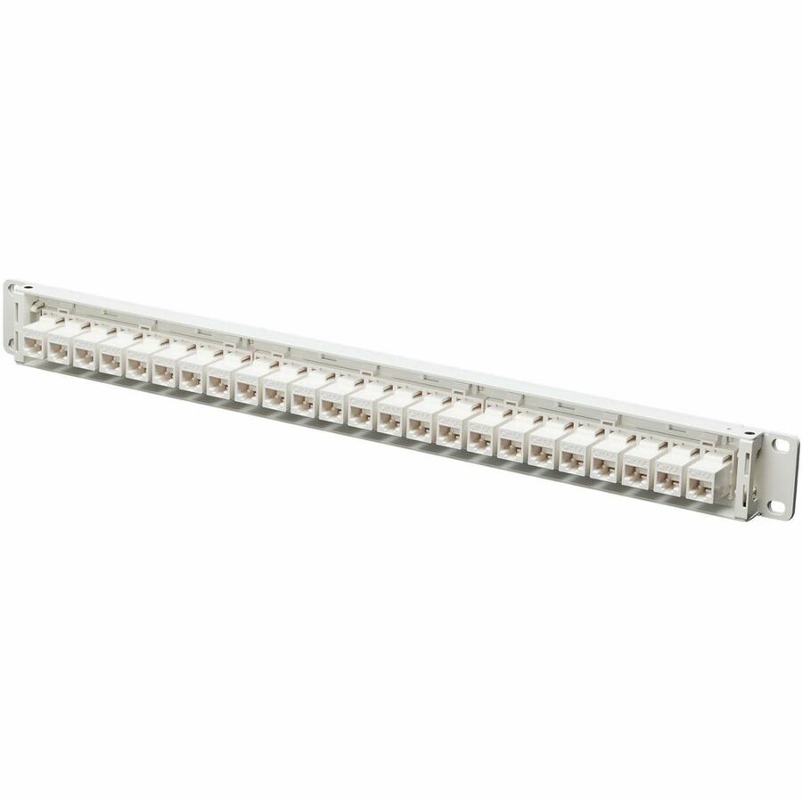 Eaton Tripp Lite Series 24-Port Cat6a Feed-Through Patch Panel - 4PPoE Compliant, 1U Rack-Mount, RJ45 Ethernet, White, TAA — N254-024-6A-WH