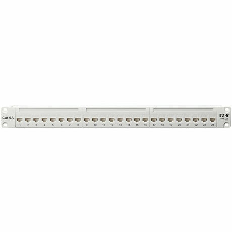 Eaton Tripp Lite Series 24-Port Cat6a Feed-Through Patch Panel - 4PPoE Compliant, 1U Rack-Mount, RJ45 Ethernet, White, TAA — N254-024-6A-WH