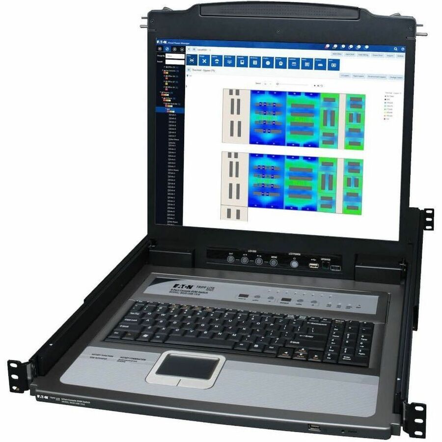 Eaton Tripp Lite Series NetDirector 8-Port 1U Rack-Mount Console KVM Switch with 19-in. LCD + 8 PS2/USB Combo Cables, TAA — B020-U08-19-K