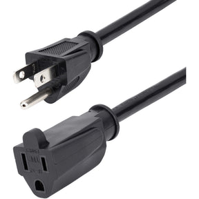 StarTech.com 20ft (6m) Power Extension Cord, NEMA5-15R to NEMA5-15P Black Extension Cord, 13A 125V, 16AWG, Computer Power Extension Cable — PAC10120