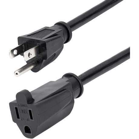 StarTech.com 20ft (6m) Power Extension Cord, NEMA5-15R to NEMA5-15P Black Extension Cord, 13A 125V, 16AWG, Computer Power Extension Cable — PAC10120