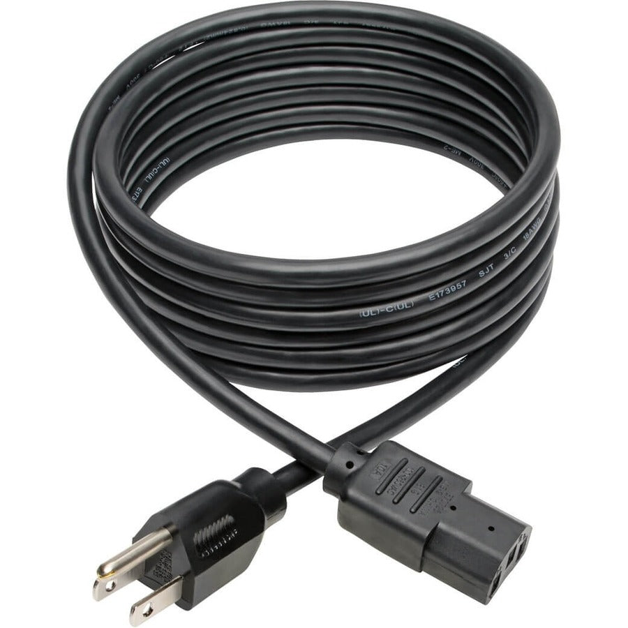 Eaton Tripp Lite Series Desktop Computer AC Power Cable, NEMA 5-15P to C13 - 10A, 125V, 18 AWG, 10 ft. (3.05 m), Black — P006-010