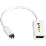 StarTech.com Mini DisplayPort to HDMI Adapter, Active Mini DP to HDMI Video Converter for Monitor/Display, 4K 30Hz, mDP to HDMI Adapter, White — MDP2HD4KSW