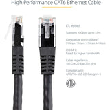StarTech.com 35ft CAT6 Ethernet Cable - Black Molded Gigabit - 100W PoE UTP 650MHz - Category 6 Patch Cord UL Certified Wiring/TIA — C6PATCH35BK
