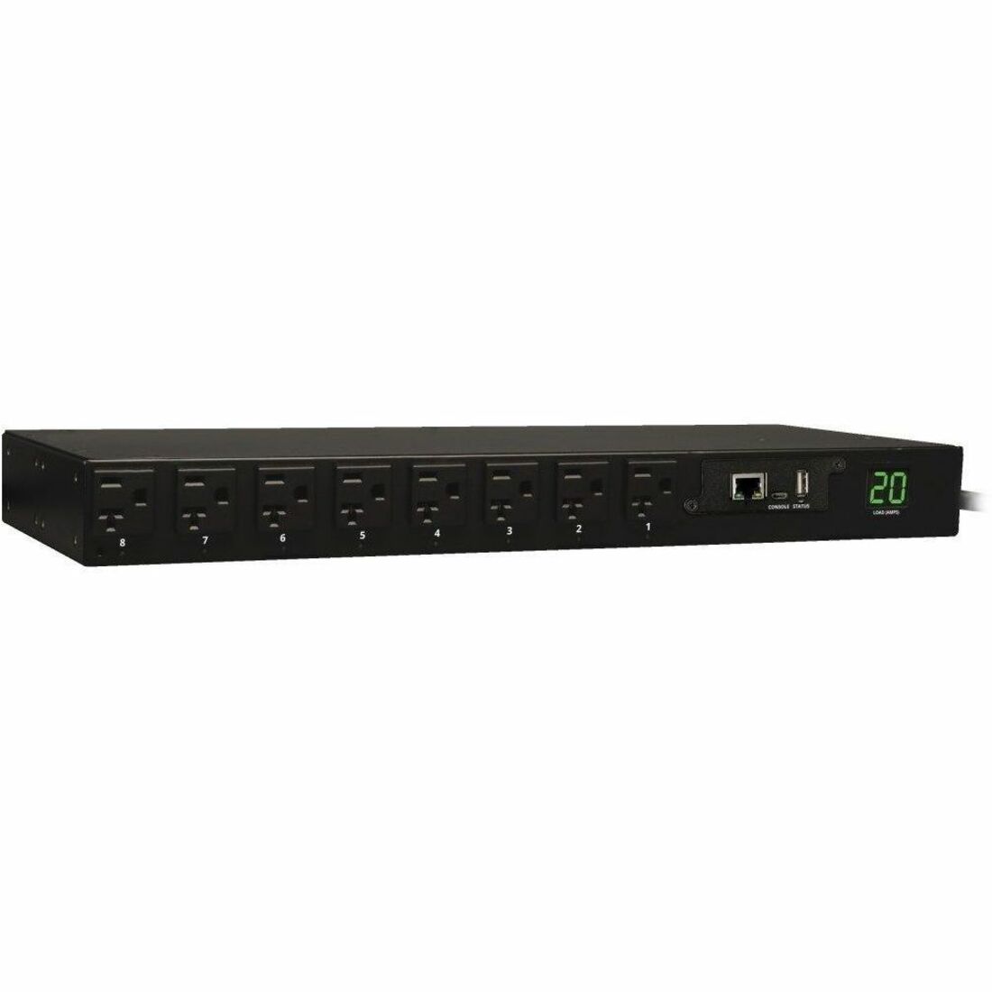 Eaton 1.9kW Single-Phase Switched PDU - LX Interface, 120V Outlets (16 5-15/20R), L5-20P/5-20P Input, 12 ft. (3.66 m) Cord, 1U Rack-Mount, TAA — PDUMH20NET