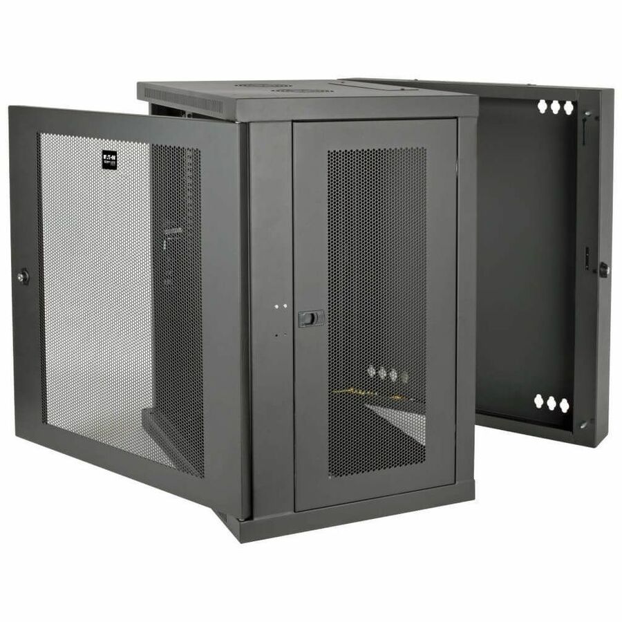 Eaton Tripp Lite Series SmartRack 15U Low-Profile Switch-Depth Wall-Mount Half-Height Rack Enclosure, Hinged Back — SRW15US