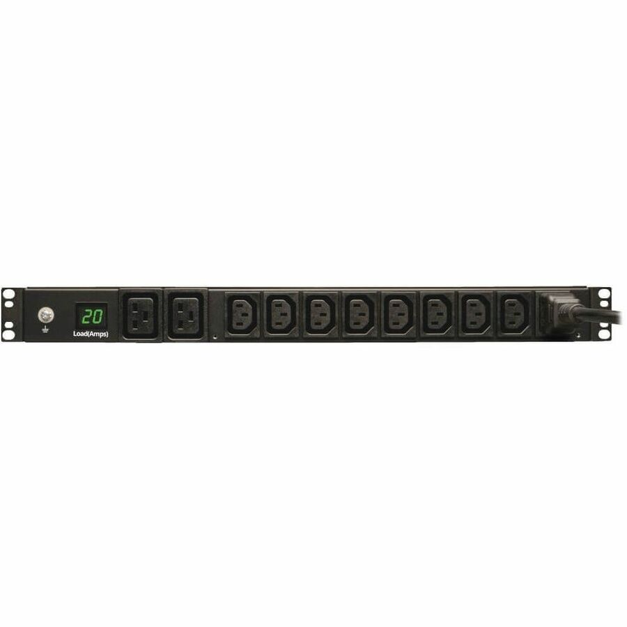 Eaton Tripp Lite Series 3.7kW Single-Phase Local Metered PDU, 208/230V (8 C13 & 2 C19), C20 / L6-20P Adapter, 12 ft. (3.66 m) Cord, 1U Rack-Mount, TAA — PDUMH20HV