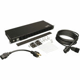 Eaton Tripp Lite Series 3.7kW Single-Phase Local Metered PDU, 208/230V (8 C13 & 2 C19), C20 / L6-20P Adapter, 12 ft. (3.66 m) Cord, 1U Rack-Mount, TAA — PDUMH20HV