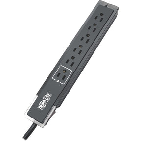 Eaton Tripp Lite Series Protect It! 6-Outlet Surge Protector, Right-Angle Plug, Side-Mount Switch, 1440 Joules, Tel/Modem Protection, 6 ft. (1.8 m) Cord, Black — TLP606SSTELB