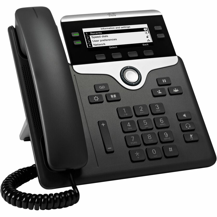 Cisco 7841 IP Phone - Corded - Corded - Tabletop, Wall Mountable - Black - TAA Compliant — CP-7841-3PCC-K9=