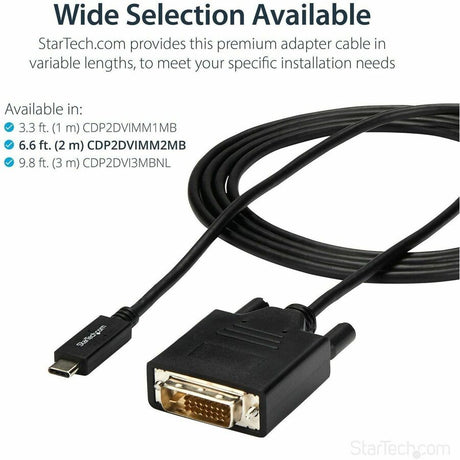 StarTech.com 6.6 ft / 2 m USB-C to DVI Cable - USB Type-C Video Adapter Cable - 1920 x 1200 - Black — CDP2DVIMM2MB