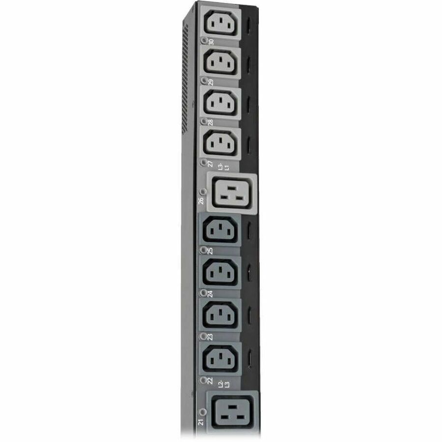 Eaton 10kW 200-240V 3PH Switched PDU - LX Interface, Gigabit, 30 Outlets, L21-30P Input, LCD, 3 m Cord, 0U 1.8 m Height, TAA — PDU3EVSR10L2130