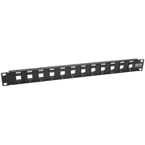Eaton Tripp Lite Series 12-Port 1U Rack-Mount Unshielded Blank Keystone/Multimedia Patch Panel, RJ45 Ethernet, USB, HDMI, Cat5e/6 — N062-012-KJ