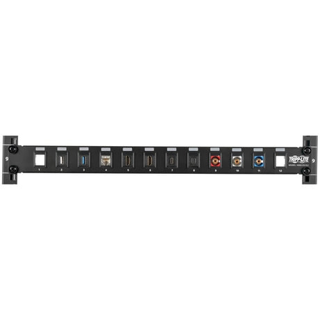 Eaton Tripp Lite Series 12-Port 1U Rack-Mount Unshielded Blank Keystone/Multimedia Patch Panel, RJ45 Ethernet, USB, HDMI, Cat5e/6 — N062-012-KJ
