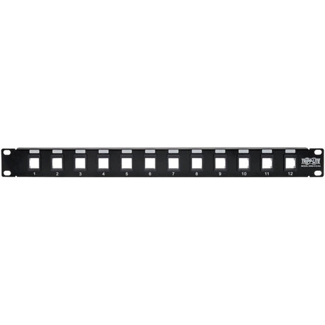 Eaton Tripp Lite Series 12-Port 1U Rack-Mount Unshielded Blank Keystone/Multimedia Patch Panel, RJ45 Ethernet, USB, HDMI, Cat5e/6 — N062-012-KJ