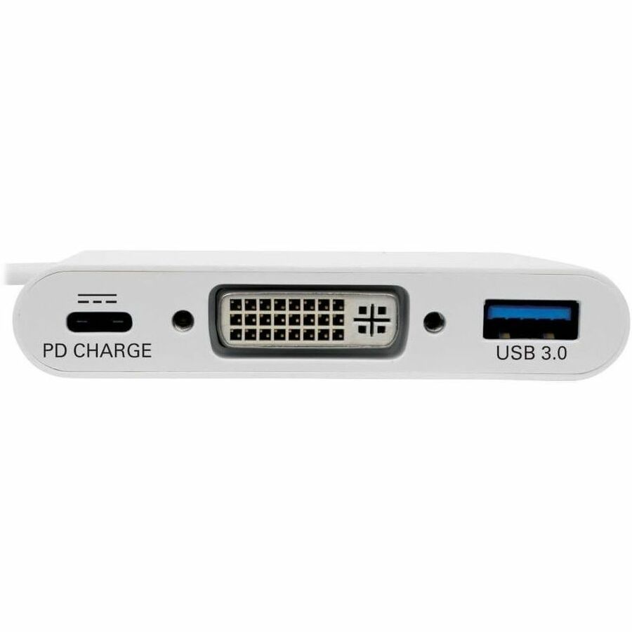Eaton Tripp Lite Series USB-C to DVI Adapter with USB 3.x (5Gbps) Hub Port and PD Charging, White — U444-06N-DU-C